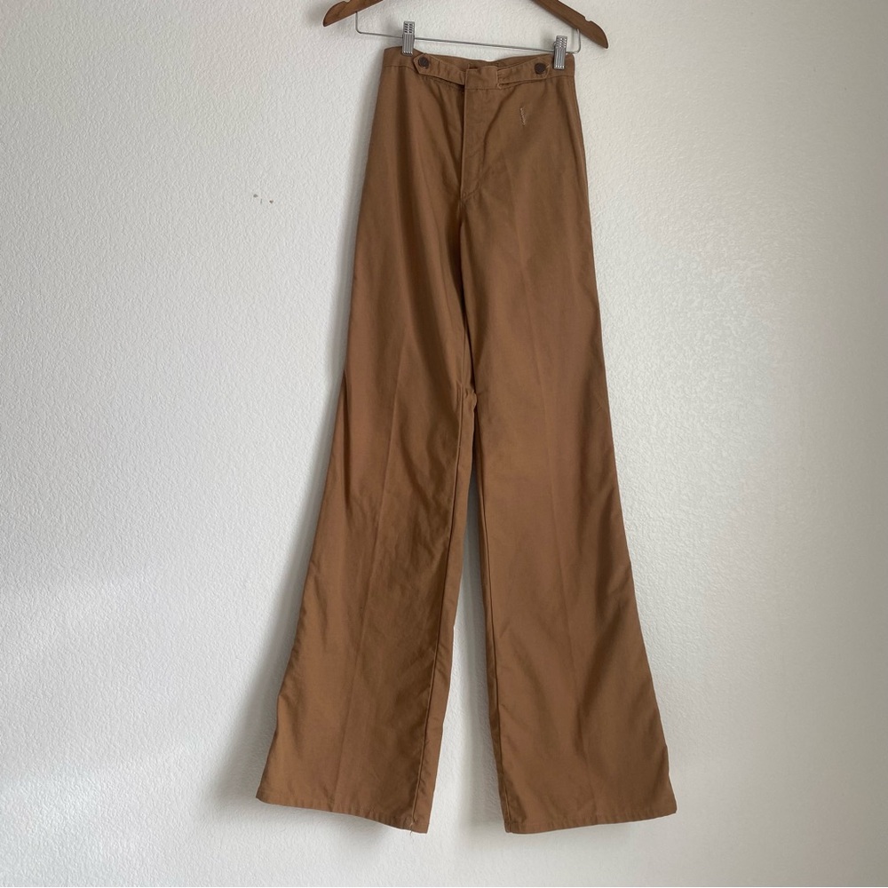 Vintage 70's Chemin de Fer high waisted side button waist pants, duck brown